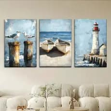 Ondas de Arte: Kit de Quadros com o Toque do Mar Arte Abstrata Conjunto