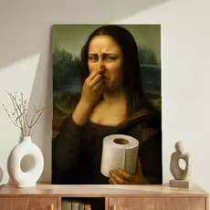 Quadro Decorativo MonaLisa Engraçada Pop Art Banheiro e Lavabo