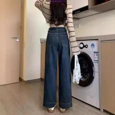calça jeans feminina pantalona calça jeans feminina mom Plus size retro jeans claro outono feminino gordinho mm cintur