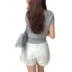 Com cinto branco Denim Shorts feminino exterior usar pequena linha a mais magro olhar calças calças quentes 2025 novo es