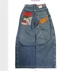 Calças jeans retrô de perna larga jnco estilo americano Hip Hop com personalidade y2k J6548