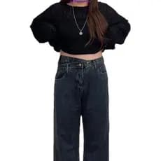 calca jeans feminina cintura alta calça jeans calça cargo jeans feminina Cintura alta calças de brim de perna larga fe