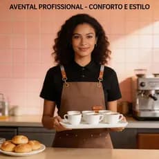 Avental unissex para cozinha prof: 2 bolsos front + ajuste fácil