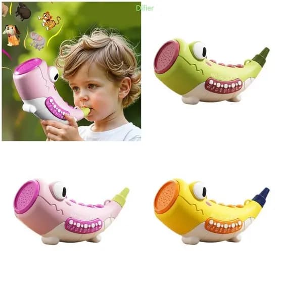 Difier Treinamento Respiratório Trompete Brinquedo Dinossauro Chifre Musical Vários Som Viagem Amigá