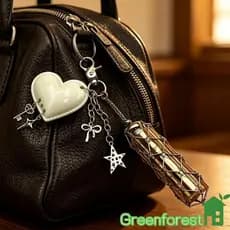 greenfor Clip-On Purse Charm Chaveiro Detalhes Coração E Pingente Longo Facetado Para Bolsa Diário N