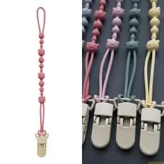 Corrente Chupeta Bebê Grau Suporte Mordedor Clipe Silicone Seguro
