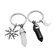 STE 2 Chaveiros Sol Lua Pedra Natural Casal Chaveiro Bolsa Acessórios Joias Para Ela