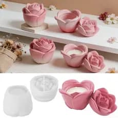 Molde Silicone Para Frasco Resina Relevo Rosa STE Estojo Joias Copo