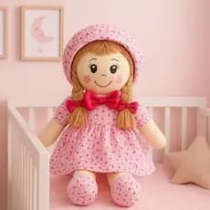 Boneca de Pano Rosa 40cm Artesanal  Decoração brinquedo Infantil