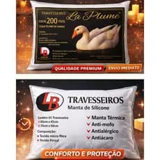 Promoção Travesseiro Pluma de Ganso Siliconizada  e Manta de Silicone Premium