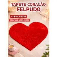 Tapete coração grande 1m por 1m felpudo, peludo antialergico e antiderrapante Vermelho E Rosa