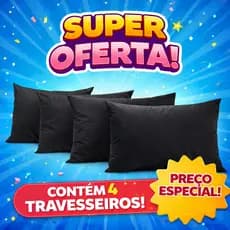 kit 4 Travesseiro Fibra Mista Promoção PRETO