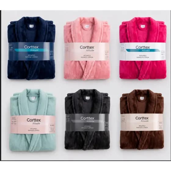 Roupão Feminino Soft Plush Felpudo Premium Manga Longa Corttex Tam Único