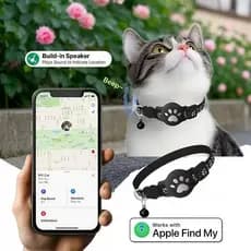 Coleira Rastreador GPS para Gatos e Cães Localização Refletiva Adaptável para iPhone e Android