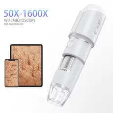 Microscópio Digital Sem Fio 1600X Dermatoscópio Lupa Eletrônica Portátil 8 LED para Pele IOS Android