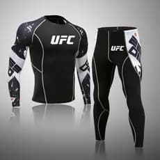Conjunto De Compressão De Corrida Masculino Manga Longa Ginásio Topo + Calças De Treino Jogging Secagem Rápida MMA Rash