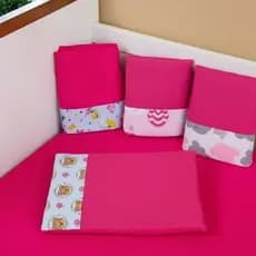 Kit 02 Jogos Lençol Com Elástico e Fronha Berço Padrão Americano 130x70cm Microfibra
