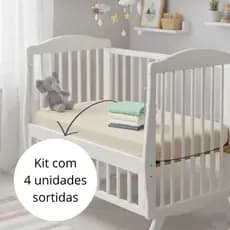Kit 04 Lençol Com Elástico Microfibra Berço Padrão Americano 130X70cm Tecido Macio