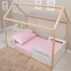 Jogo 2 peças Lençol Fronha Ponto Palito Mini Cama Montessoriana 400 fios super macio