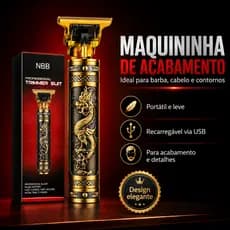 Maquininha Dragao Aparador de Barba Cabelo USB Recarregável NBB Trimmer 4 Pentes