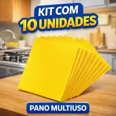 Kit 10 Pano Multiuso 36x40cm Amarelo Limpeza Doméstica Cozinha Pia Super Absorvente Durável