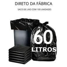 Saco De Lixo 60 Litros Pacote Com 100 Unidades