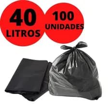 Saco de Lixo Preto 40Litros 100 Unidades