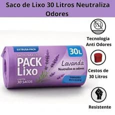 Saco de Lixo Perfumados Lavanda Para Pia e Banheiro com 40 und. 34x38cm