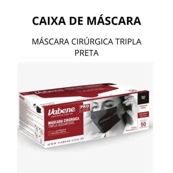 Mascara Com Elástico Tripla Com 50 Unidades Preta Vabene