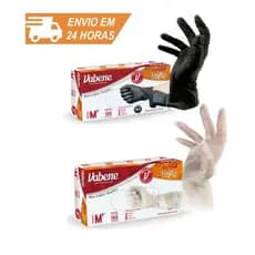 Kit 200 Luvas Viniflex Preta e Transparente Descartável Tam P M G
