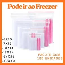 Saco Zip Hermético C/ 100 Unidades - Abre Fecha Alimentos Livre BPA Free