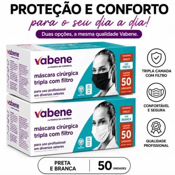 Mascara Com Elástico com até 250 und. Tripla Preta ou Branca Vabene