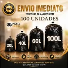 SACO DE LIXO COM 100 UNIDADES VARIOS TAMANHOS 100L / 60L / 40L / 20L