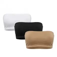 Kit 3 ou 2 Top Faixa Cropped sem Bojo em Cotton Confortável para o Dia a Dia com Alta Sustentação