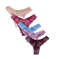 Kit Calcinhas De Renda Bicolor Fio Dental Tanga Confortável Barata Forro de Algodão