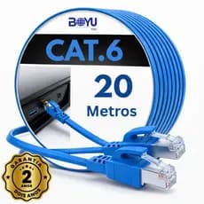 Cabo De Rede Cat6 20 Metros 20m Lan Internet Crimpado Rj45 Azul Boyu Cell