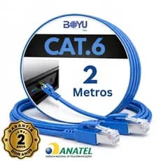 Kit 20 Cabos De Rede Lan Cat6 2m Internet Alta Velocidade Gigabit Homologado Anatel