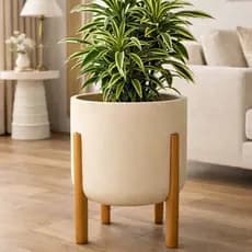 Vaso de Planta com Pé de Madeira - Vaso Nórdico com Suporte