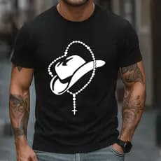 Camiseta Masculina Country Chapéu Sertanejo Terço Casual Slim Modelada Rodeio