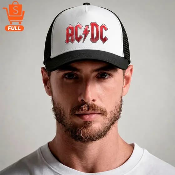 Boné AC/DC Estampado Rubi Metálico Aba Curvada Redinha Ajustável Rock Moderno Estiloso Streetwear