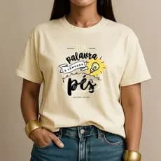 Camiseta Cristã Feminina 100% Algodão Tua Palavra É Lâmpada Para Meus Pés Casual Estilosa
