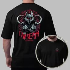 Camiseta Masculina 100% Algodão Camisa Oversized Lobo Death Gato de Botas Dark Streetwear Urbana