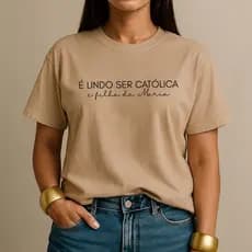 Camiseta Feminina Católica É Lindo Ser Filha de Maria 100% Algodão Moda Casual Estilosa