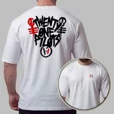 Camiseta Masculina 100% Algodão Camisa Oversized Rock Alternativo Twenty One Pilots Streetwear