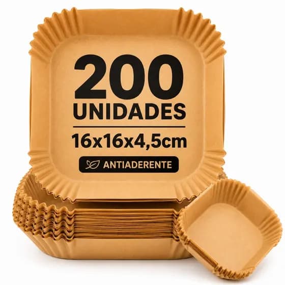 Kit 200 Forma Quadrada De Airfryer Descartável Antiaderente De Papel Cozinha