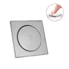 Ralo Inteligente Click 15x15cm Banheiro Lavabo Veda Cheiro - INOX