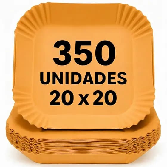 Kit 350 Forma Quadrada De Airfryer Descartável Antiaderente De Papel Cozinha 20x20x4,5cm