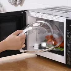 Tampa Para Microondas Protetor Alimentos Anti Sujeira Comida Com Válvula Alça De Plástico Pratos
