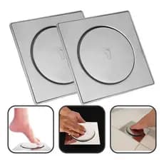 Kit 2 Ralos Inteligente Quadrado Prata 10x10cm - INOX