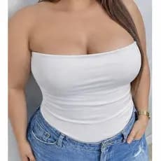 Cropped Top Tube Plus Size Feminino Tomara Que Caia Forro Duplo Sustenta Zero Transparencia Suplex Elástico Costas